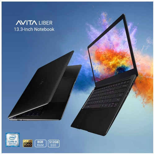 Avita LIBER Intel Core i5 8250U 13.3 Inch FHD IPS Display Matt Black Laptop